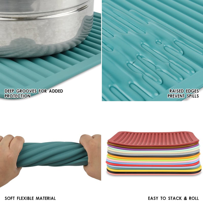 Smithcraft Silicone Trivet for Hot Dish and Pot Hot Pads Counter Mat Heat Resistant Table Dish Drying Mat or Placemats 2 Pack,Size 9x12 Inch, Color Red Rectangular - Image 3